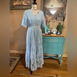 Baby Blue Maxi Lace Dress